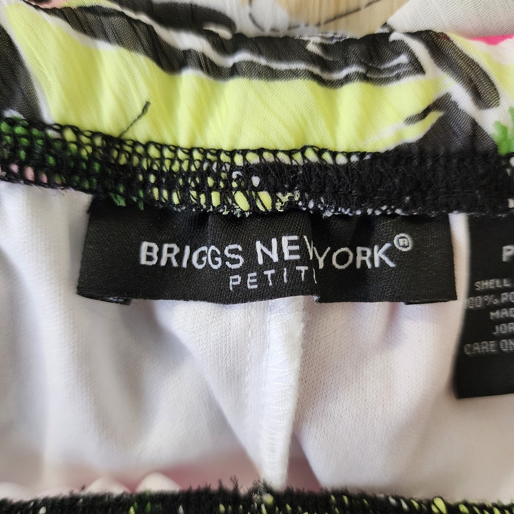 Briggs New York Skirt Petite Medium Floral Pink Black White Long Layered Ruffle - Picture 3 of 8
